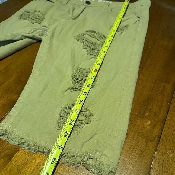 Vintage Smoke Rise Shorts Mens 36 Khaki Distressed Denim Jean Jorts Y2K - Picture 8 of 8